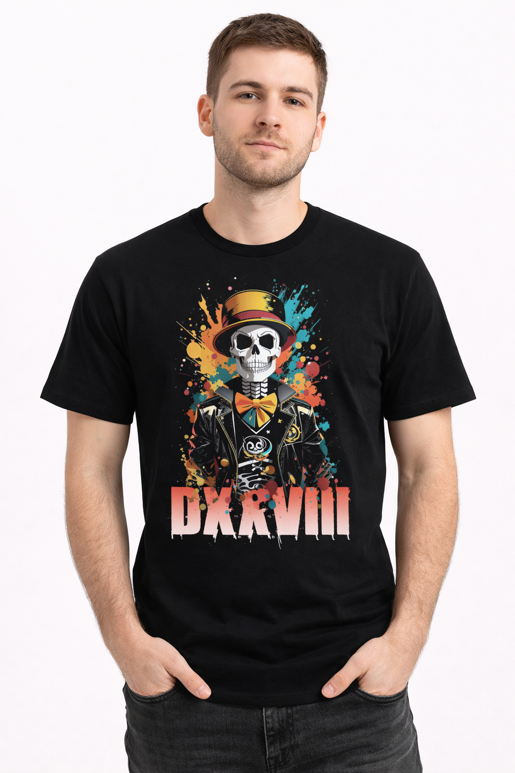 DXXVIII Skull Skateboard T-Shirt - Artistic Street Style Graphic Tee