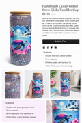 Handmade Ocean Glitter Snow Globe Tumbler Cup